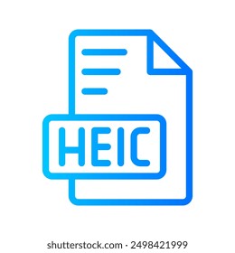 Heic Document file picture gradient icon. format file type icons symbol, Extension, type data, vector illustration.