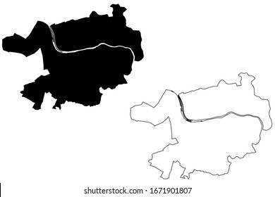 Heidelberg City (Federal Republic of Germany, Baden-Wurttemberg) map vector illustration, scribble sketch City of Heidelberg map