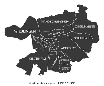 Heidelberg City Map Germany DE labelled black illustration