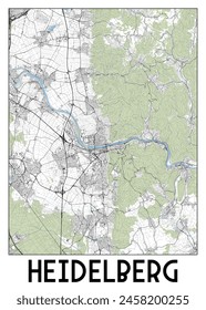 Heidelberg Germany map poster art