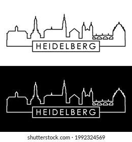 Heidelberg skyline. Linear style. Editable vector file.