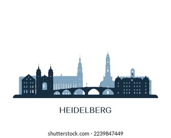 Heidelberg skyline, monochrome silhouette. Vector illustration.