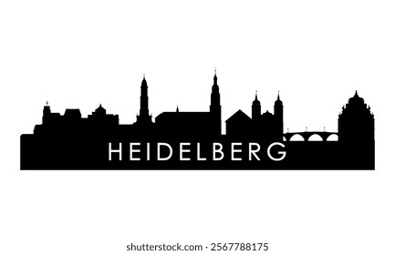 Heidelberg skyline silhouette. Black Heidelberg city design isolated on white background. 