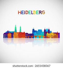 Silhueta de horizonte de Heidelberg em estilo geométrico colorido. Símbolo do seu design. Ilustração vetorial.