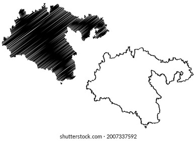 Heidenheim district (Federal Republic of Germany, rural district, Baden-Wurttemberg State) map vector illustration, scribble sketch Heidenheim map