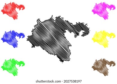 Heidenheim district (Federal Republic of Germany, rural district, Baden-Wurttemberg State) map vector illustration, scribble sketch Heidenheim map