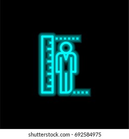 Height blue glowing neon ui ux icon. Glowing sign logo vector