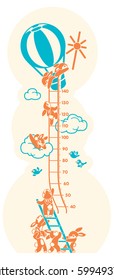 Height charts. Sunbeams, Meter wall or height meter from 40 to 140 centimeter.