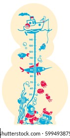 Height charts. Undersea, Meter wall or height meter from 40 to 140 centimeter.