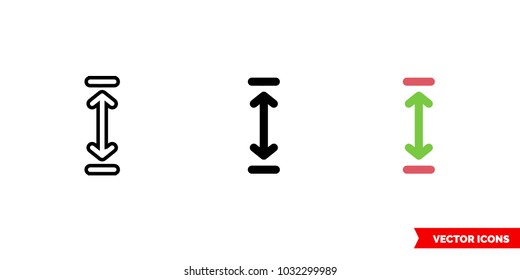 Height icon of 3 types: color, black and white, outline. Isolated vector sign symbol.