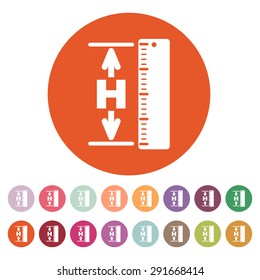 The Height Icon. Altitude, Elevation, Level, Hgt Symbol. Flat Vector Illustration. Button Set