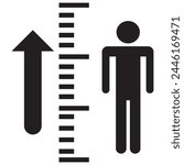 Height Icon design Illustration. Height vector icon isolated on transparent background, Height logo design. Tall icon. Height vector symbol. Linear style sign for mobile concept and web design. 