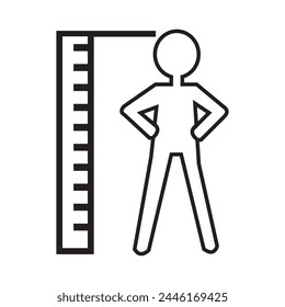 Height Icon design Illustration. Height vector icon isolated on transparent background, Height logo design. Tall icon. Height vector symbol. Linear style sign for mobile concept and web design. 