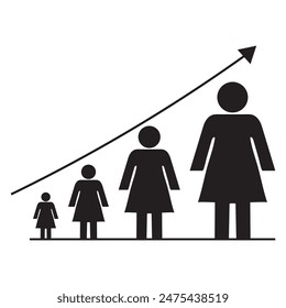 Icono de altura Ilustración vectorial de señal aislada. Icono de altura aislado en el Vector de estilo negro.
