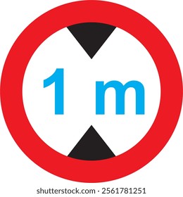 Height limit signs pass at 1 meter