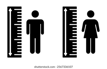 Height man vector icon. Scale tall human. Size person.