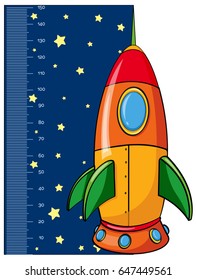 height measurement chart with rocket illustration