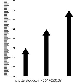 Height measuring sign icon, adjust length vector symbol. The height measurement with ruler and arrow direction. Height measurement sign. vector illustration. 