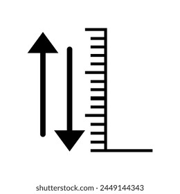 Height measuring symbol icon, vector illustration design template. The measuring height and length icon isolated. Ruler, straightedge, scale symbol. Vector illustration. Eps file 129.