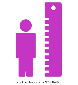Height Meter vector icon. Style is flat symbol, violet color, rounded angles, white background.