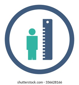 Height Meter vector icon. Style is bicolor flat rounded symbol, cobalt and cyan colors, rounded angles, white background.