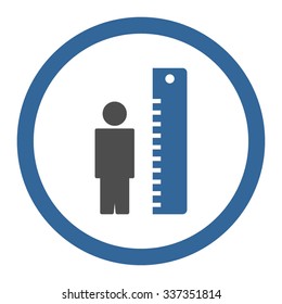 Height Meter vector icon. Style is bicolor flat rounded symbol, cobalt and gray colors, rounded angles, white background.