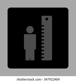 Height Meter vector icon. Style is flat rounded square button, gray and black colors, silver background.