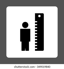 Height Meter vector icon. Style is flat rounded square button, black and white colors, gray background.