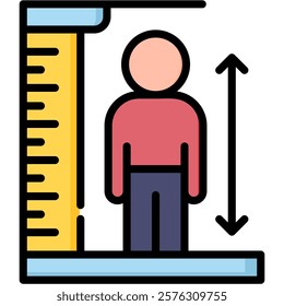 Height Scale Icon Lineal Color Vector Illustration