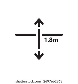 Icono de signo de altura. Icono de alta señal simple aislado sobre fondo blanco. Diseño de logotipo de Sitio web de arte de Ilustración vectorial de íconos de altura. Ilustración vectorial.
