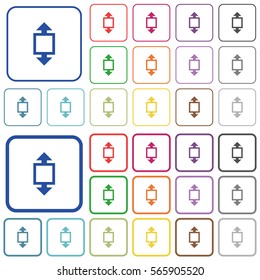 Height tool color flat icons in rounded square frames. Thin and thick versions included.