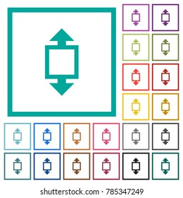Height tool flat color icons with quadrant frames on white background
