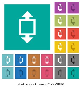 Height tool multi colored flat icons on plain square backgrounds. Included white and darker icon variations for hover or active effects.