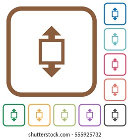 Height tool simple icons in color rounded square frames on white background