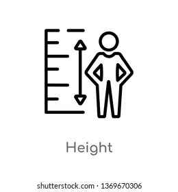 height vector line icon. Simple element illustration. height outline icon from user interface concept. Can be used for web and mobile