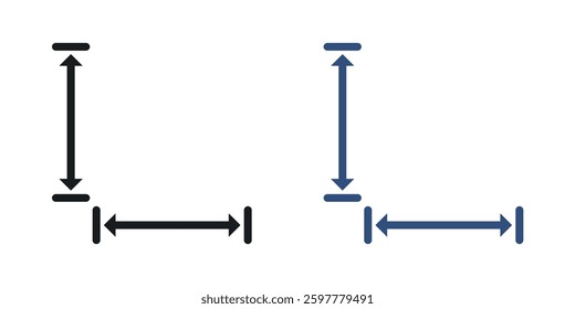 Height and width colored icon set. Stock Vector