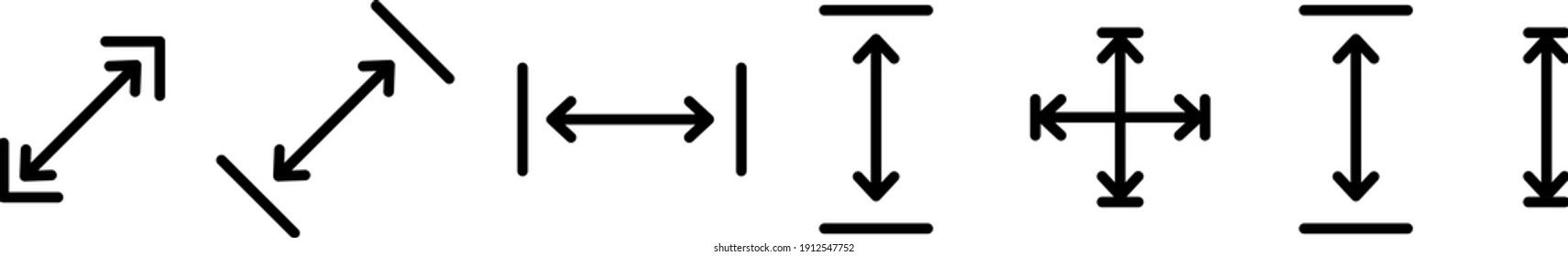 Height and width icon, area or size, dimension icon