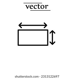 height and width icon, area or size, dimension vector illustration on white background..eps