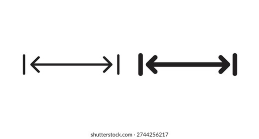 Height and width icon. Outline and flat icons collection. EPS10