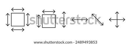 Height and width icons. Dimension, area and perimeter measure concept. Property, real estate, construction, mortgage, interiors. Part of a big icon set family.