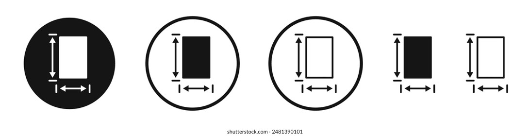Height and width vector icon set in black and white color.