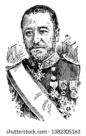 Heihachiro Togo, 1847-1934, he was Japanese Admiral who served the Imperial Japanese navy, vintage line drawing or engraving illustration