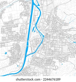 Heilbronn, Baden-Wuerttemberg, Germany high resolution vector map with editable paths. Bright outlines for main roads. Use it for any printed and digital background. Blue shapes and lines for water.