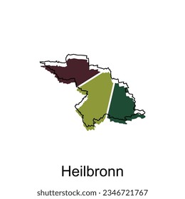 Heilbronn City Map illustration. Simplified map of Germany Country vector design template