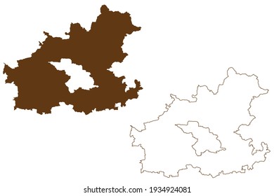 Heilbronn district (Federal Republic of Germany, rural district, Baden-Wurttemberg State) map vector illustration, scribble sketch Landkreis Heilbronn map