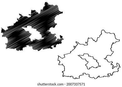 Heilbronn district (Federal Republic of Germany, rural district, Baden-Wurttemberg State) map vector illustration, scribble sketch Landkreis Heilbronn map