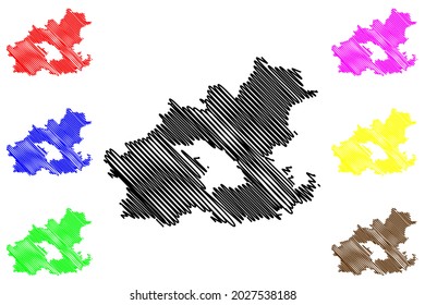 Heilbronn district (Federal Republic of Germany, rural district, Baden-Wurttemberg State) map vector illustration, scribble sketch Landkreis Heilbronn map