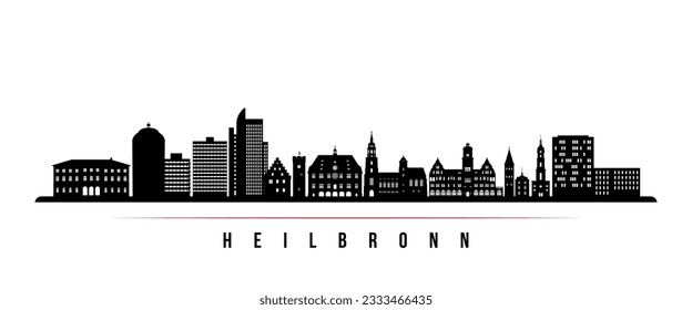 Heilbronn skyline horizontal banner. Black and white silhouette of Heilbronn, Germany. Vector template for your design.  svg
