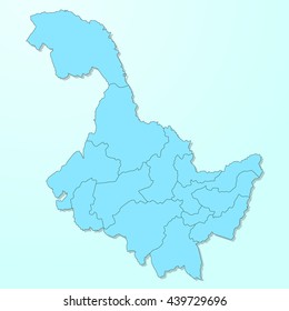 Heilongjiang blue map on degraded background vector