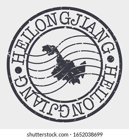 Heilongjiang China Stamp Postal. A Map Silhouette Seal. Passport Round Design. Vector Icon Design Retro Travel.